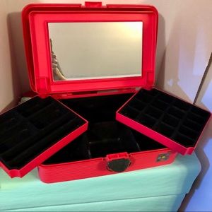 Vintage Red Caboodles Jewelry Case with Mirror